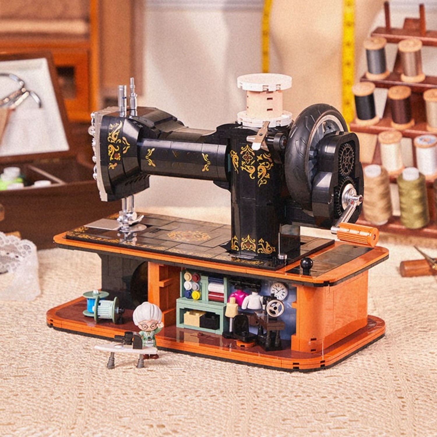 Vintage Collectible Shop - Vintage El Kranklı Dikiş Makinesi Tuğla